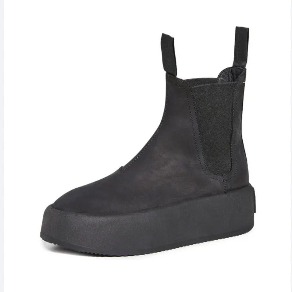 NEW MM6 Maison Martin Margiela Black Platform Chelsea Pull On Boots Size 37